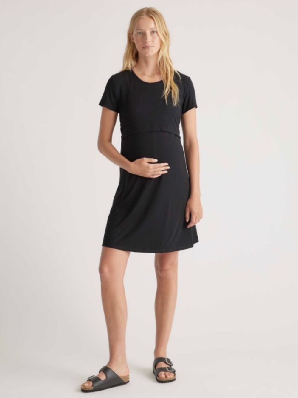 Quince Bamboo Jersey Short Sleeve Maternity Nursing Lounge Dress